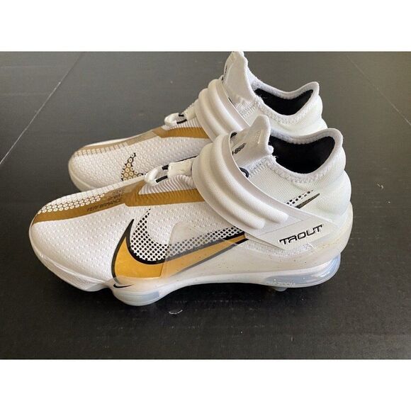 Nike Force Zoom Trout 7 Pro Mid White Metallic‎ Gold Men’s Baseball Cleat Sz 7.5 main image 7